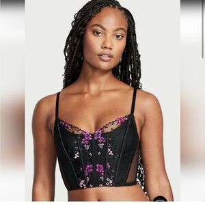 VICTORIA'S SECRET Very Sexy Floral Embroidery Corset Top Small